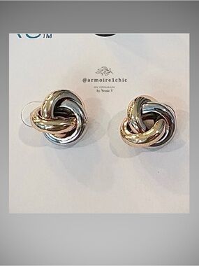 TIME & TRU | Hypoallergenic Elegant Two Toned Gold and Silver Knot Earrings
